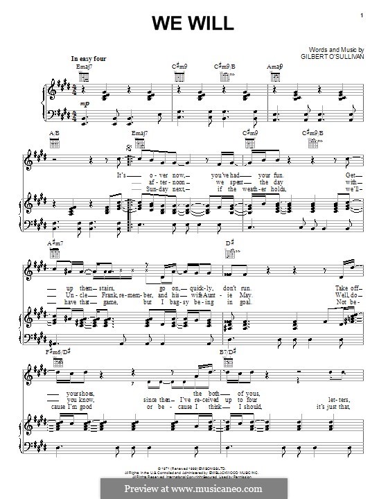 We Will: Für Stimme und Klavier (oder Gitarre) by Gilbert O'Sullivan