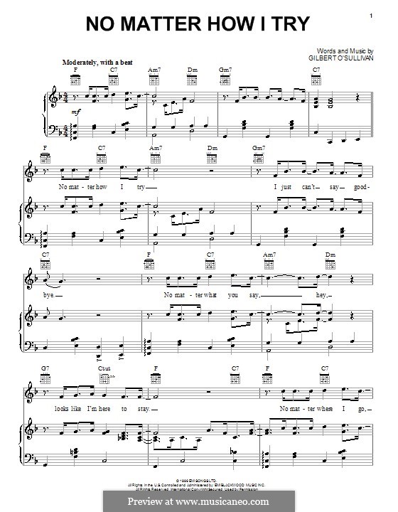 No Matter How I Try: Für Stimme und Klavier (oder Gitarre) by Gilbert O'Sullivan