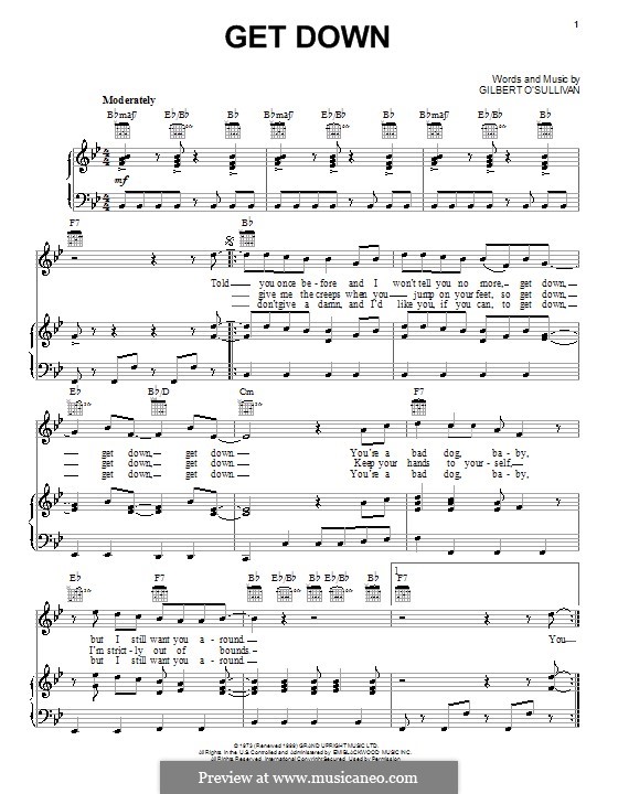 Get Down: Für Stimme und Klavier (oder Gitarre) by Gilbert O'Sullivan
