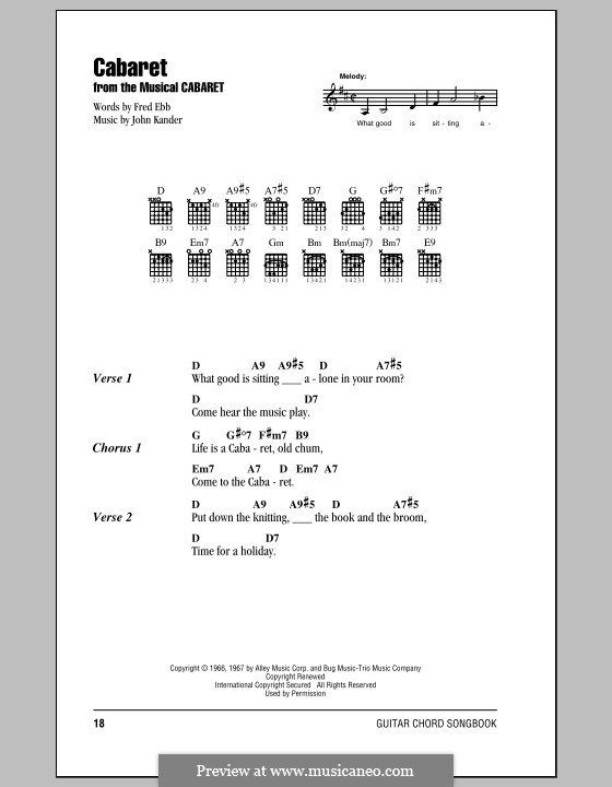 Cabaret (Liza Minnelli): Text und Akkorde by John Kander