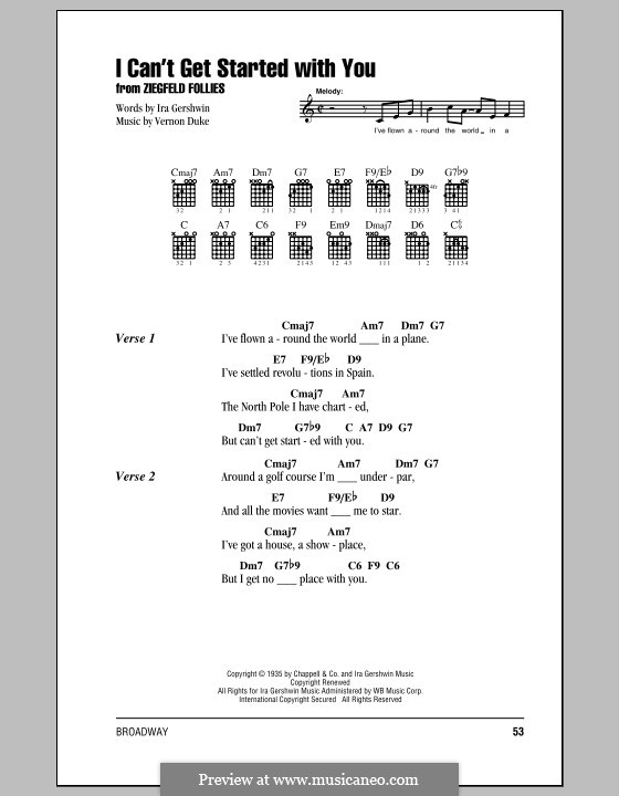 I Can't Get Started with You: Text und Akkorde by Vernon Duke