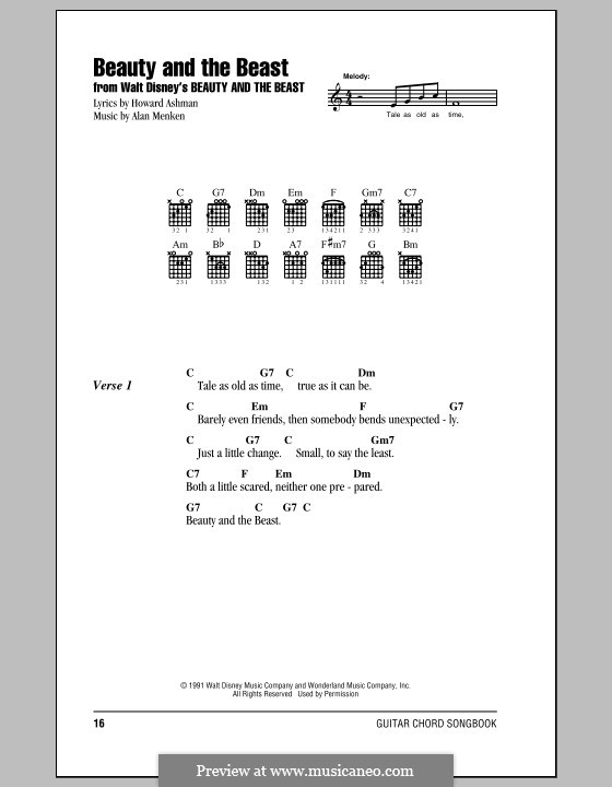 Vocal version: Text und Akkorde by Alan Menken