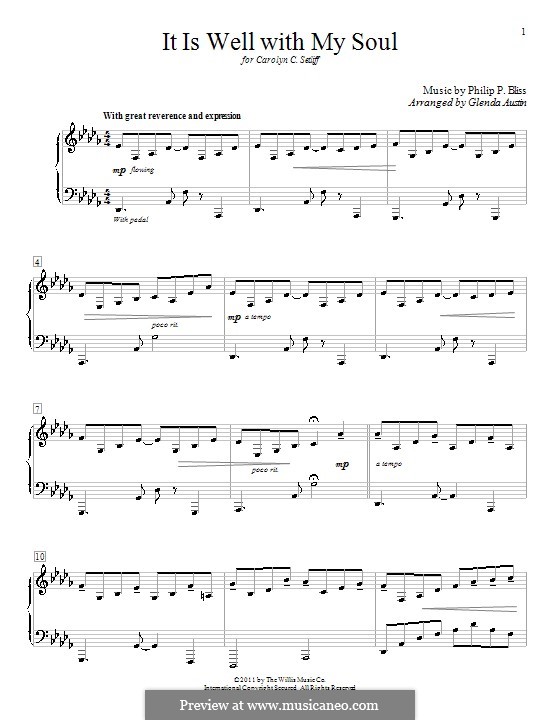 It Is Well with My Soul (Printable scores): Für Klavier by Philip Paul Bliss