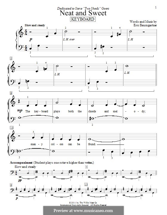 Neat and Sweet (Keyboard): Für Klavier by Eric Baumgartner