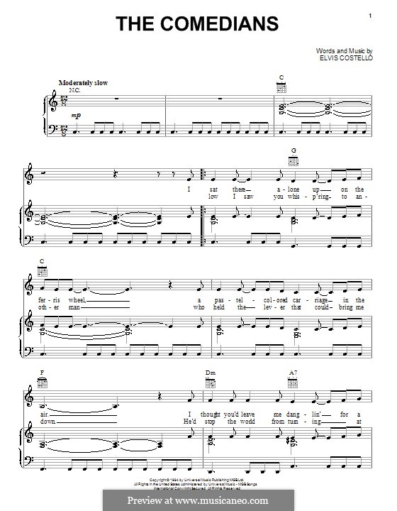 The Comedians (Roy Orbison): Für Stimme und Klavier (oder Gitarre) by Elvis Costello