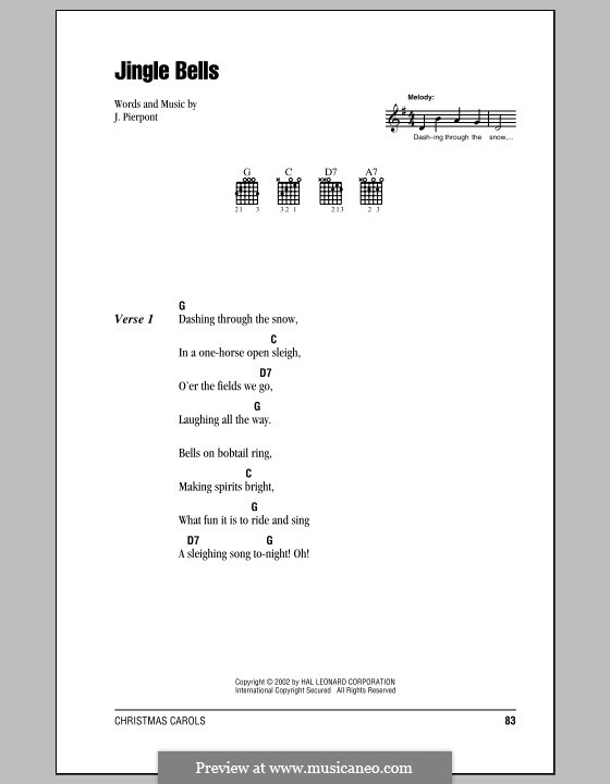 Vocal version: Text und Akkorde by James Lord Pierpont