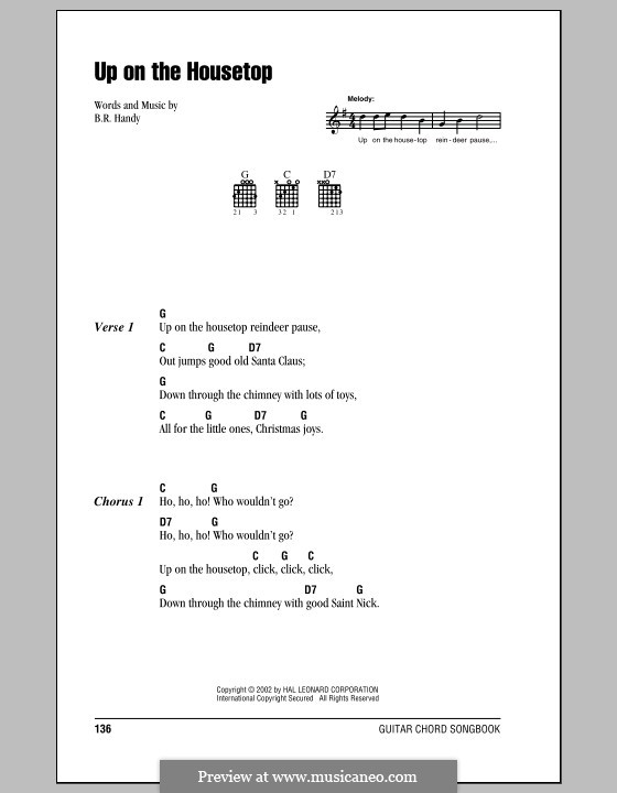 Up on the House Top: Text und Akkorde by Benjamin Russel Hanby