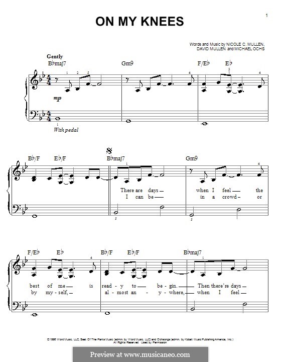 On My Knees: Einfache Noten für Klavier by David Mullen, Michael Ochs