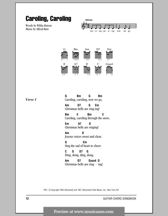 Caroling, Caroling (Nat King Cole): Text und Akkorde by Alfred Burt