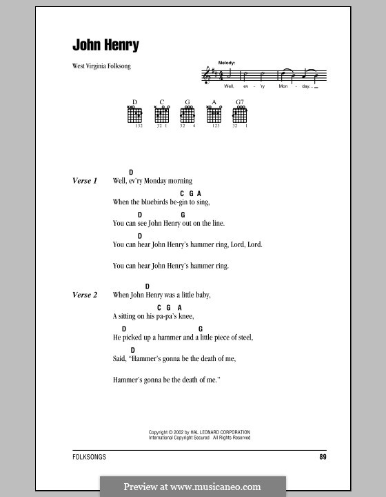 John Henry: Text und Akkorde by folklore