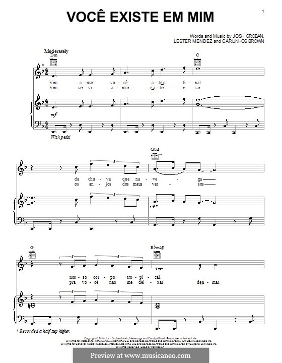 Voce existe em mim: Für Stimme und Klavier (oder Gitarre) by Carlinhos Brown, Lester A. Mendez