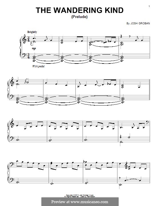 The Wandering Kind: Für Klavier by Josh Groban