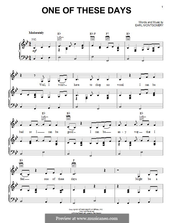 One of These Days (Emmylou Harris): Für Stimme und Klavier (oder Gitarre) by Earl Montgomery