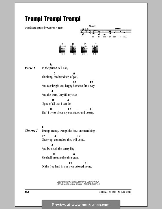 Tramp! Tramp! Tramp! (The Prisoner's Hope): Text und Akkorde by George Frederick Root
