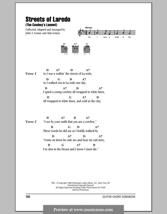 The Streets of Laredo: Text und Akkorde by folklore