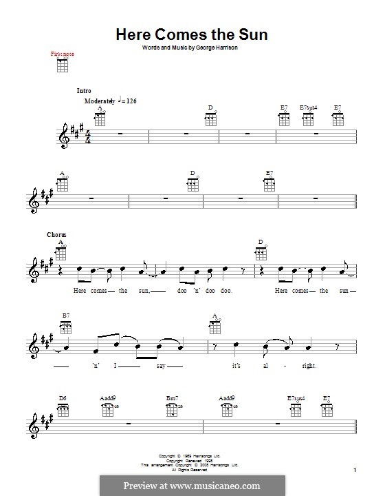Here Comes the Sun (The Beatles): Für Ukulele by George Harrison
