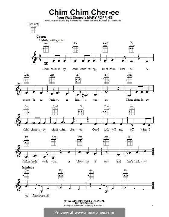 Chim Chim Cher-ee (from Mary Poppins): Für Ukulele by Richard M. Sherman, Robert B. Sherman