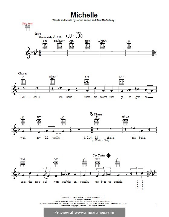 Michelle (The Beatles), for One Instrument: Für Ukulele by John Lennon, Paul McCartney