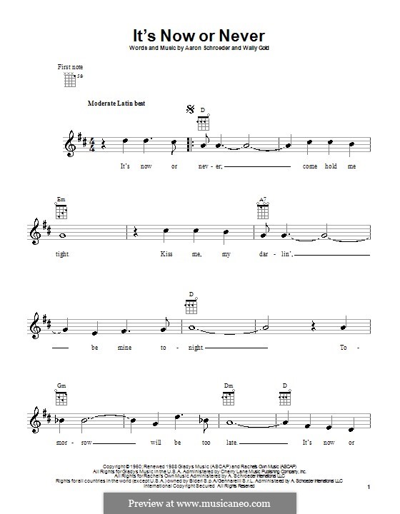 It's Now or Never (Elvis Presley): Für Ukulele by Eduardo di Capua, Aaron Schroeder, Wally Gold