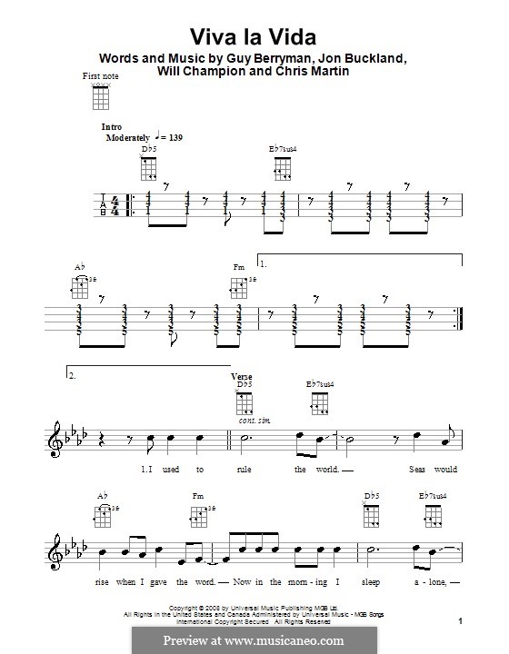 Instrumental version: Für Ukulele by Chris Martin, Guy Berryman, Jonny Buckland, Will Champion