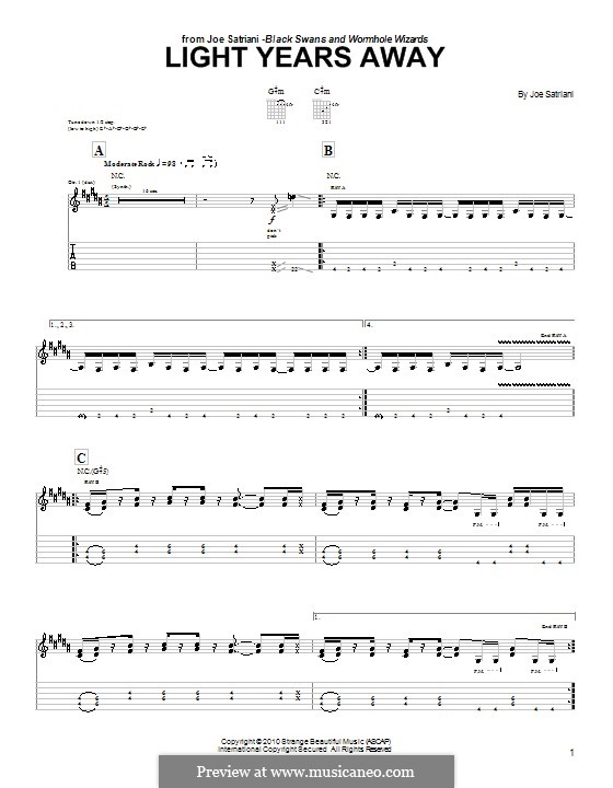 Light Years Away: Für Gitarre mit Tabulatur by Joe Satriani