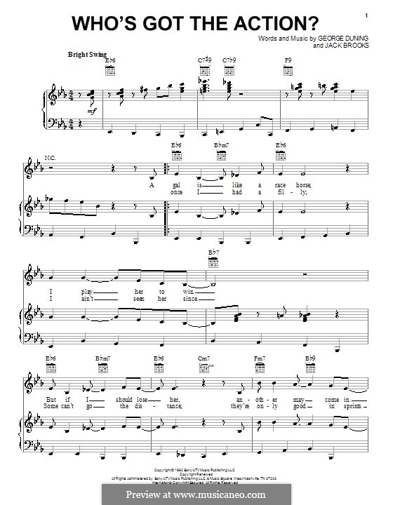 Who's Got the Action (Dean Martin): Für Stimme und Klavier (oder Gitarre) by George Duning, Jack Brooks