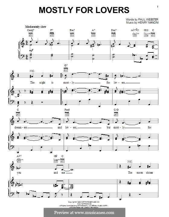 Mostly for Lovers: Für Stimme und Klavier (oder Gitarre) by Paul Francis Webster
