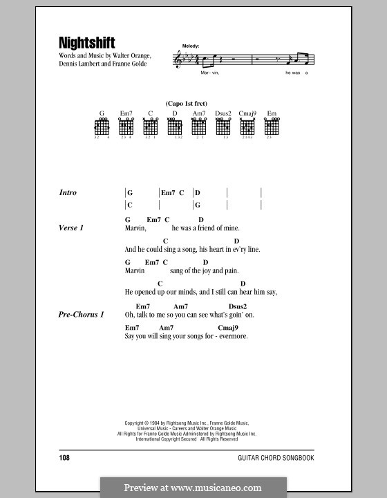 Nightshift (The Commodores): Text und Akkorde by Dennis Lambert, Francine Golde, Walter Orange