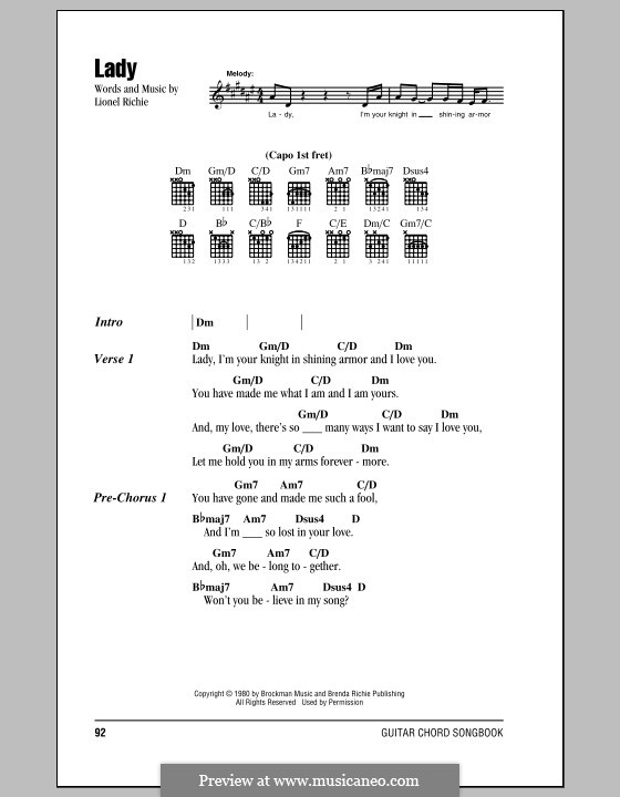 Lady: Text und Akkorde by Lionel Richie