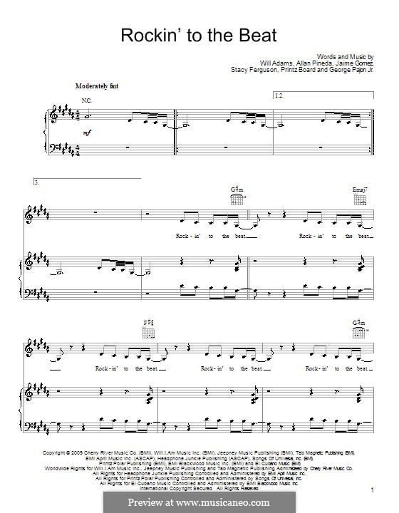 Rockin' to the Beat (The Black Eyed Peas): Für Stimme und Klavier (oder Gitarre) by apl.de.ap, George Pajon Jr., Jaime Gomez, Printz Board, Stacy Ferguson, will.i.am