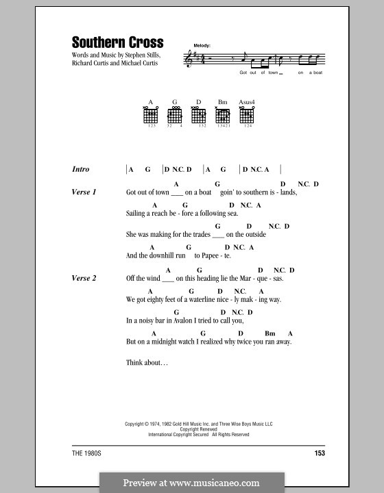 Southern Cross (Crosby, Stills & Nash): Text und Akkorde by Michael Curtis, Richard Curtis, Stephen Stills
