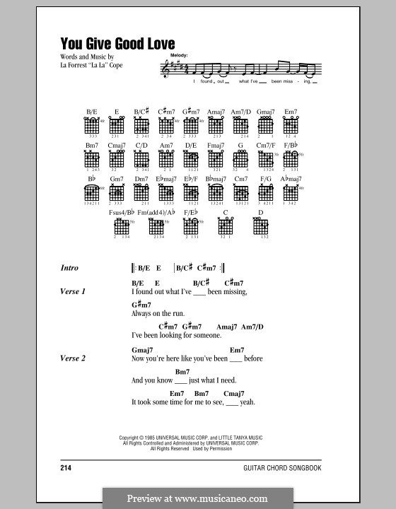 You Give Good Love (Whitney Houston): Text und Akkorde by La Forrest Cope