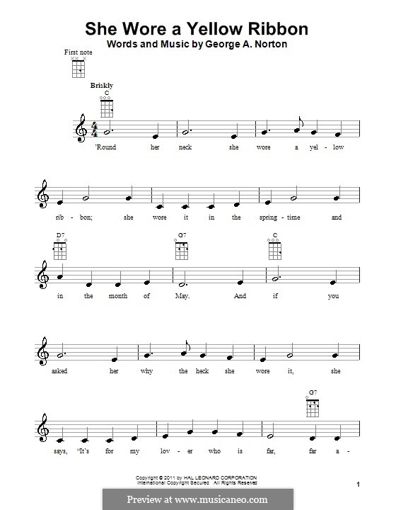 She Wore a Yellow Ribbon: Für Ukulele by George A. Norton