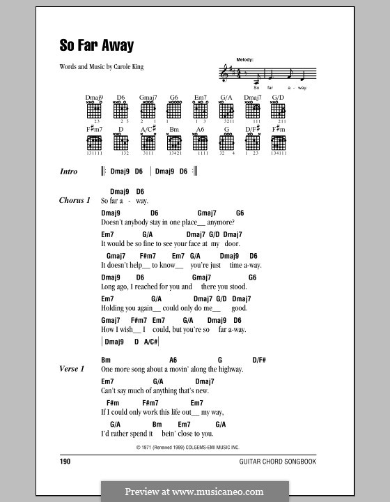 So Far Away: Text und Akkorde by Carole King