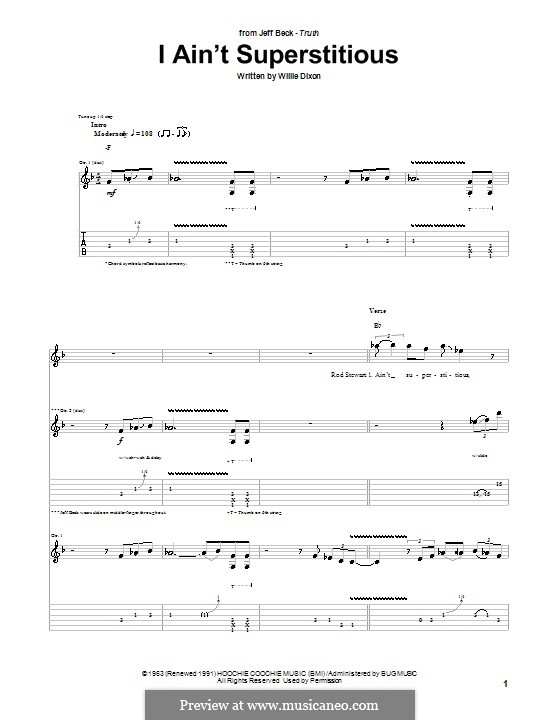 I Ain't Superstitious: Für Gitarre mit Tabulatur by Willie Dixon