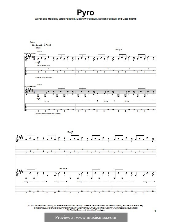 Pyro (Kings of Leon): Für Gitarre mit Tabulatur by Anthony Caleb Followill, Jared Followill, Matthew Followill, Nathan Followill