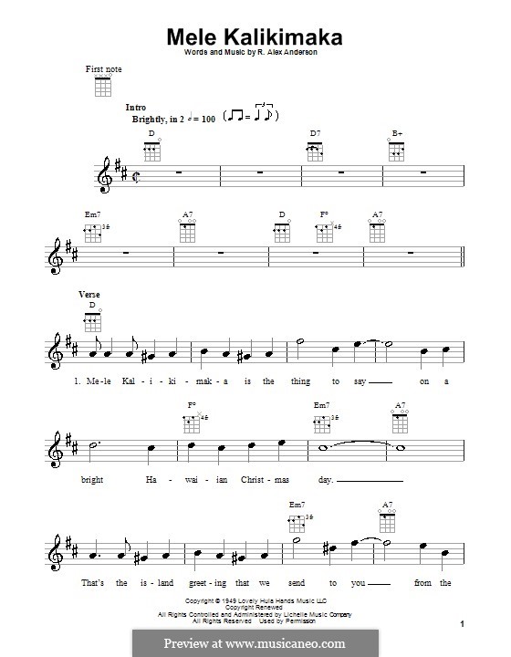 Mele Kalikimaka: Für Ukulele by Robert Alexander Anderson