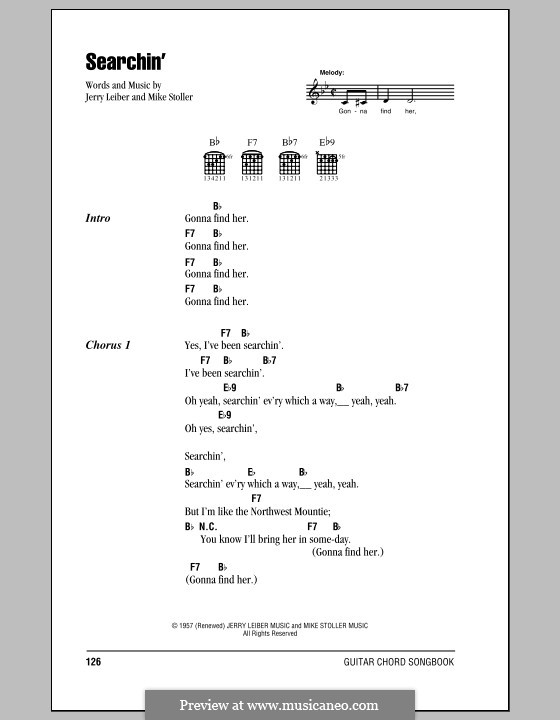 Searchin' (The Coasters): Text und Akkorde by Jerry Leiber, Mike Stoller