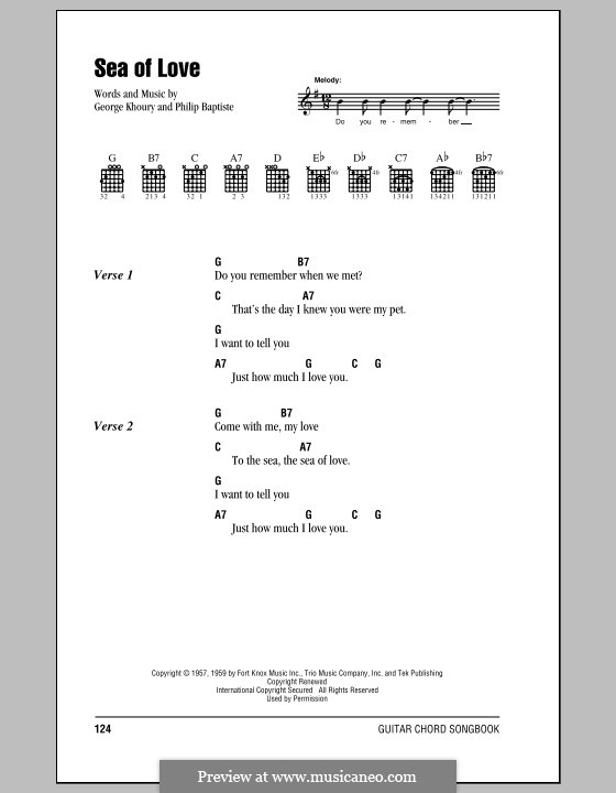 Sea of Love: Text und Akkorde by George A. Khoury, Phil Baptiste