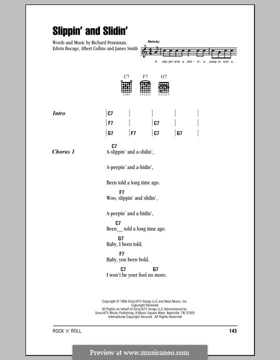 Slippin' and Slidin': Text und Akkorde by Little Richard, Albert Collins, Edwin Bocage, James Smith