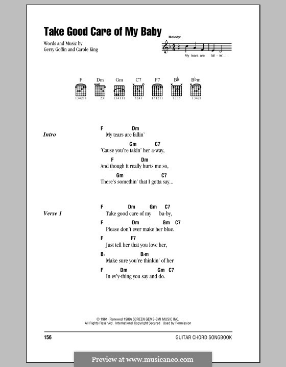 Take Good Care of My Baby (Bobby Vee): Text und Akkorde by Carole King, Gerry Goffin