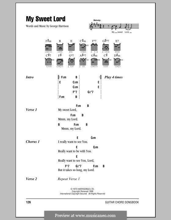 My Sweet Lord: Text und Akkorde by George Harrison