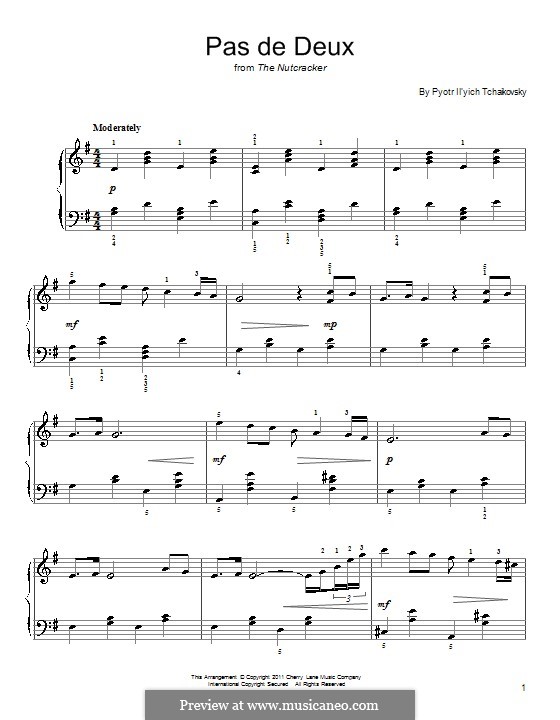 Nr.5 Pas de deux: Bearbeitung für Klavier (Fragment) by Pjotr Tschaikowski