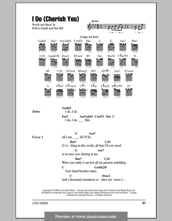 I Do (Cherish You): Text und Akkorde (98 Degrees) by Dan Hill, Keith Stegall