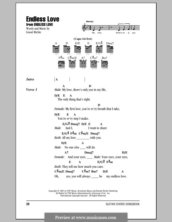 Endless Love: Text und Akkorde by Lionel Richie