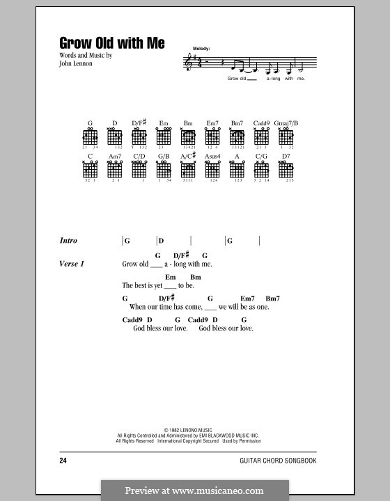 Grow Old With Me: Text und Akkorde by John Lennon