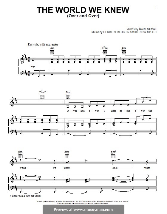 World We Knew (Over and Over): Für Stimme und Klavier oder Gitarre (Frank Sinatra) by Ben Weisman, Bert Kaempfert, Fred Wise, Kay Twomey