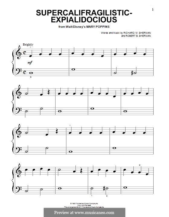 Supercalifragilisticexpialidocious (from Mary Poppins), for Piano: Für einen Interpreten by Richard M. Sherman, Robert B. Sherman