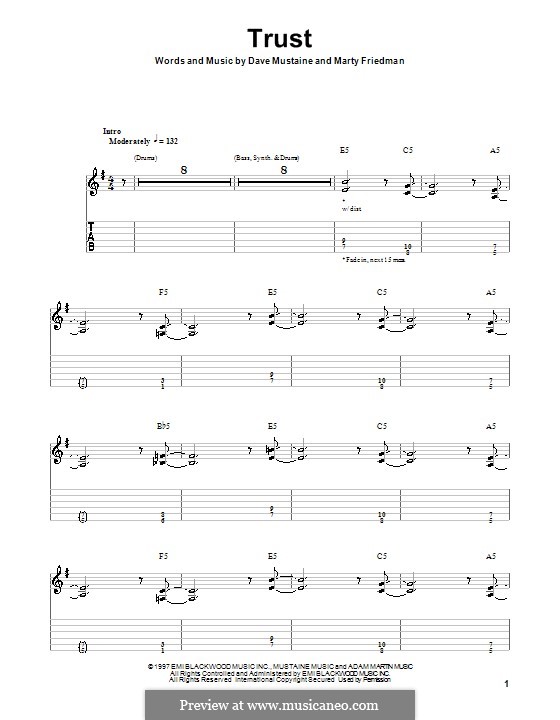Trust (Megadeth): Für Gitarre mit Tabulatur by Dave Mustaine, Martin Friedman