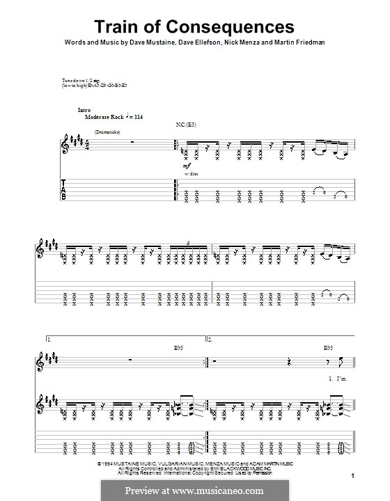 Train of Consequences (Megadeth): Für Gitarre mit Tabulatur by Dave Ellefson, Dave Mustaine, Martin Friedman, Nick Menza